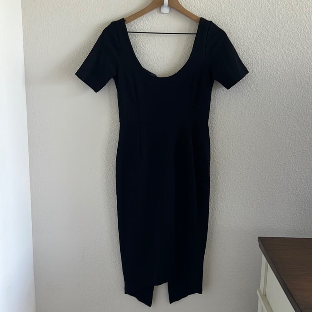 Nasty Gal Black Bodycon Dress Back Zip Back Slit Medium